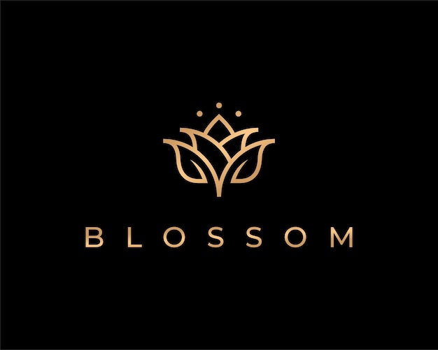 Lotusbloemblaadje Bloem Blad Bloesem Bloei Waterlelie Goud Elegant Luxe Classy Vector Logo Design