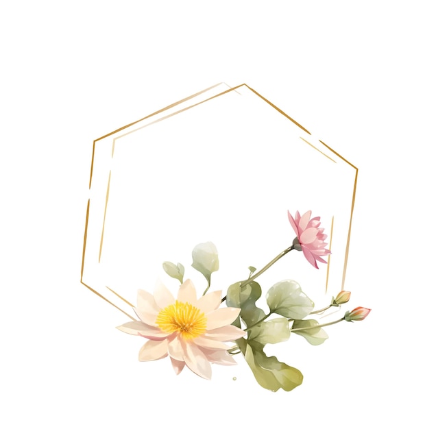 Lotusbloemen diamant en edelstenen handlettering gelukkige verjaardag bloemen ronde decoratie rand botanische ontwerp elementen voorraad vector illustratie