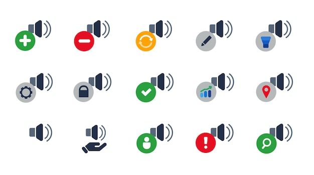 loud speaker audio broadcast radio multimedia icon set collection isolated graphic