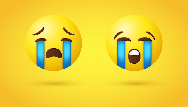 Emoji che piange forte o faccina triste gialla 3d singhiozzando lacrime