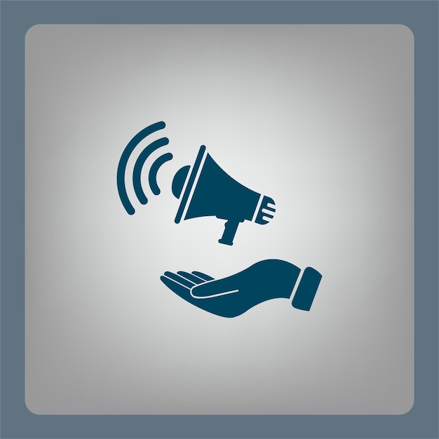 Loudspeaker on hands symbol vector illustration on gray background Eps 10