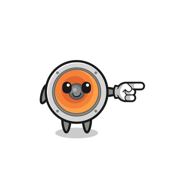 Loudspeaker mascot with pointing right gesture