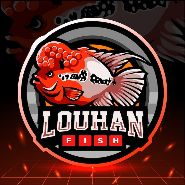 Louhan vismascotte. esport logo ontwerp