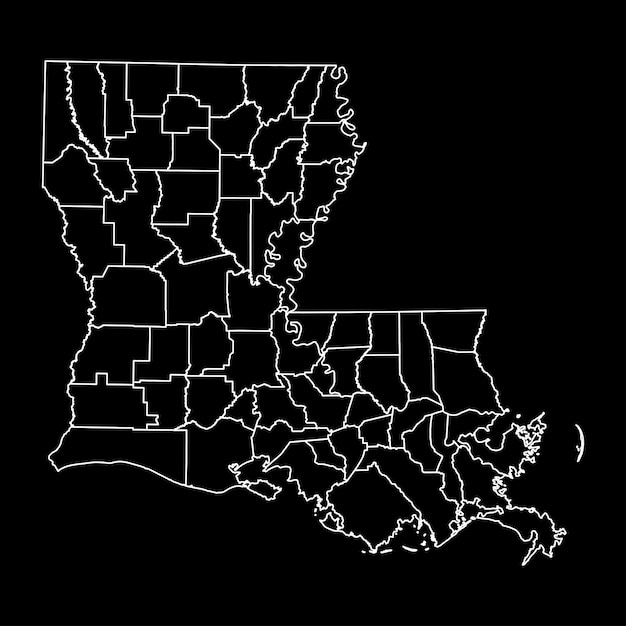 Louisiana state map with counties Vector illustration