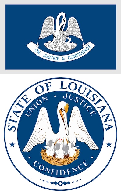 Louisiana US State Flag and Coat of Arm Design