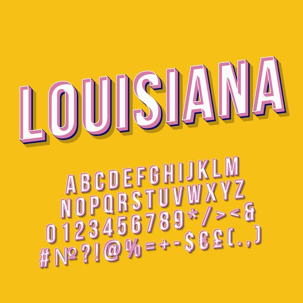 Louisiana vintage 3d vector lettering