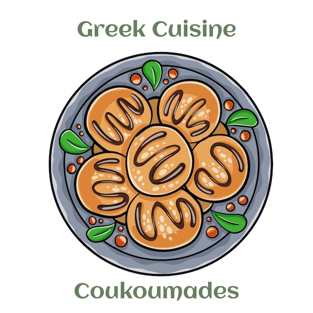 Loukoumades dat Griekse traditionele donuts Geïsoleerde vectorillustratie is