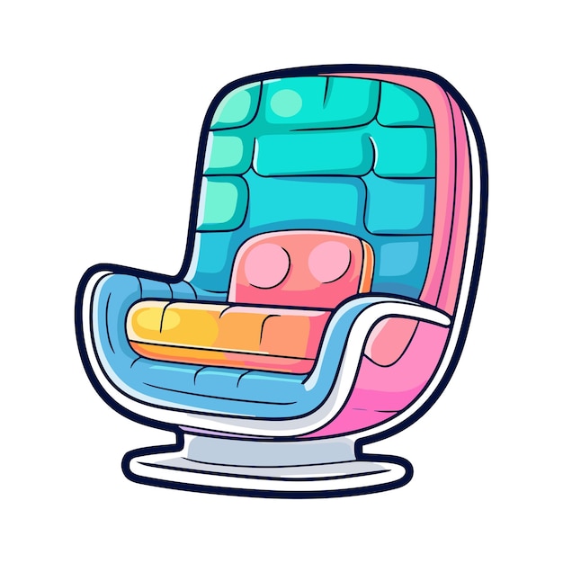 Lounge chair sticker cool colors kawaii clip art illustration