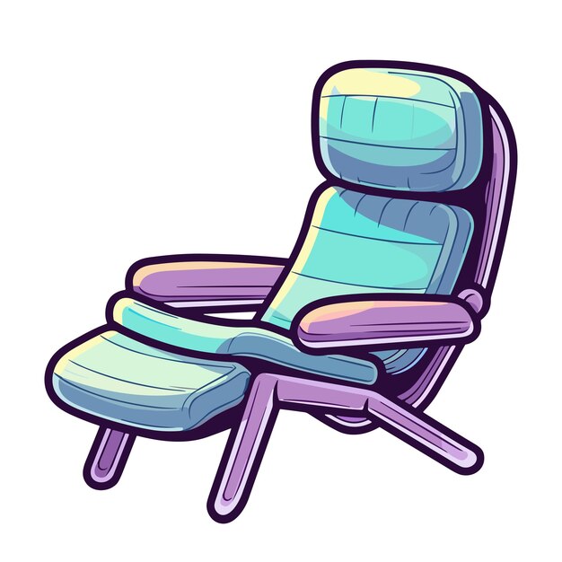 Вектор Наклейка на кресле для отдыха прохладные цвета кавайи иллюстрация клипа