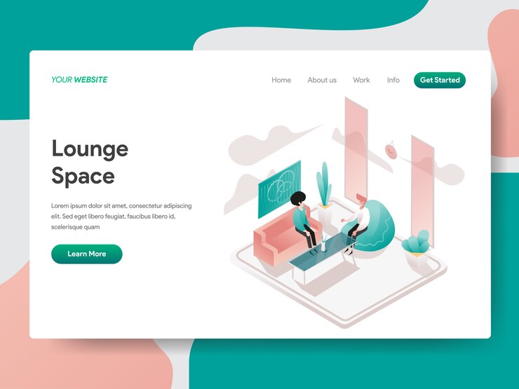 Vector lounge space  isometric for website page