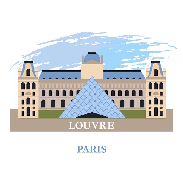 Vettore louvre, parigi. illustrazione vettoriale.