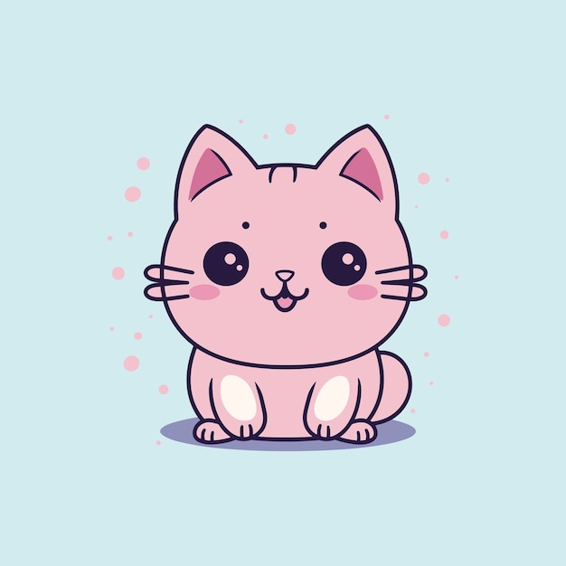 Lovable Cat Vector in Kawaii Style