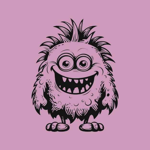 Vector lovable fantasy sweet monster coloring book page