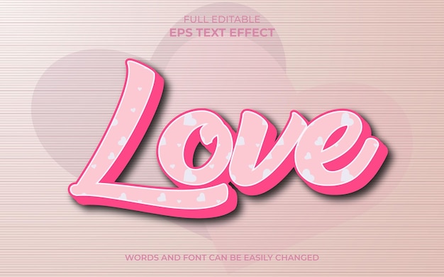 Love 3d bewerkbare teksteffect premium eps met achtergrond