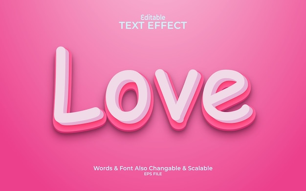 Love 3d Editable Text Effect Editable Vector New