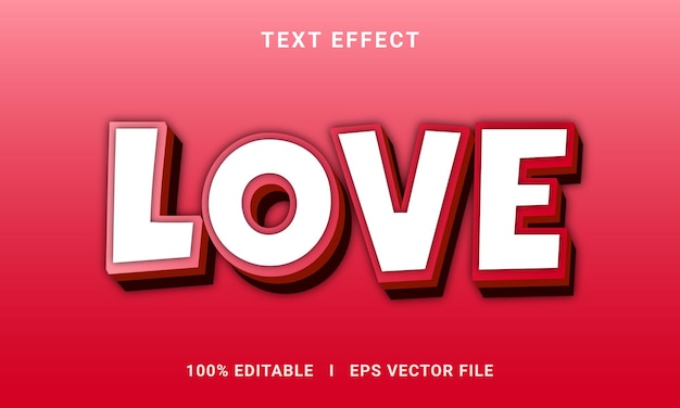 Love 3d editable text effect vector graphic style