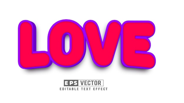 Love 3d Editable Text Effect Vector Smart Object