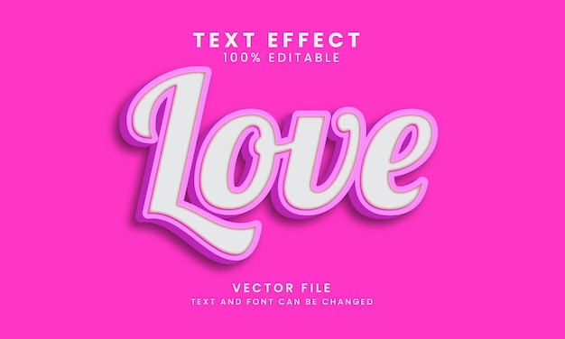 Любовь 3d стиль редактируемый векторный текстовый эффект