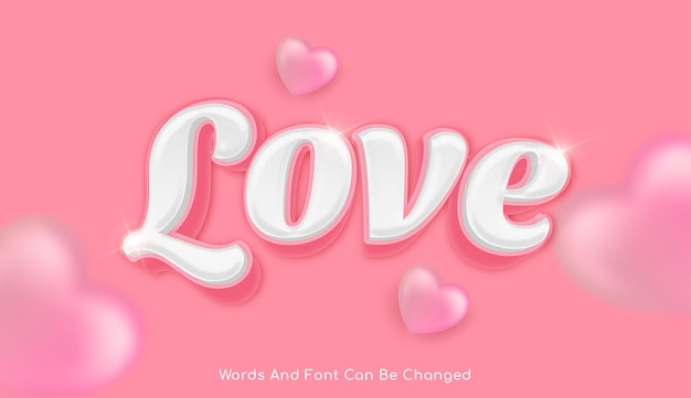 Love 3d style editable text effect