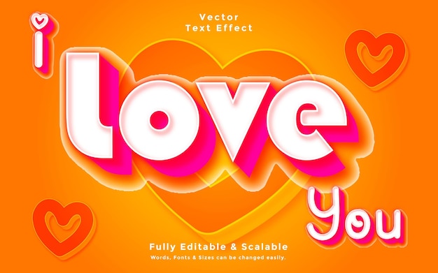 Love 3d text effect editable text vector