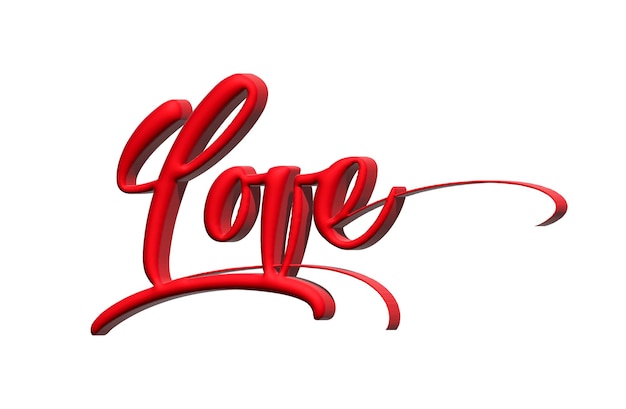 Vector love 3d text red