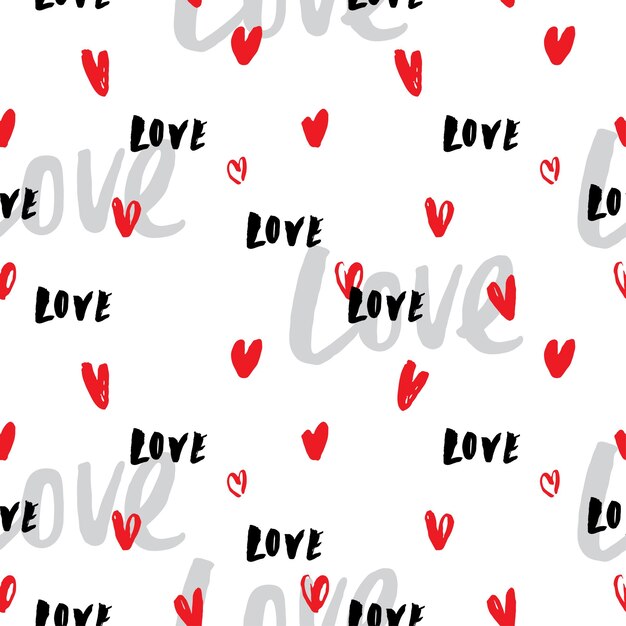 Vector love add hearts calligraphy pattern