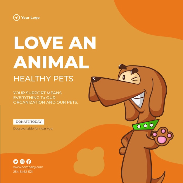 Love an animal healthy pets banner design template