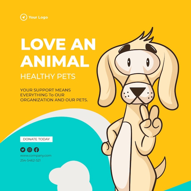 Vector love an animal healthy pets banner design template