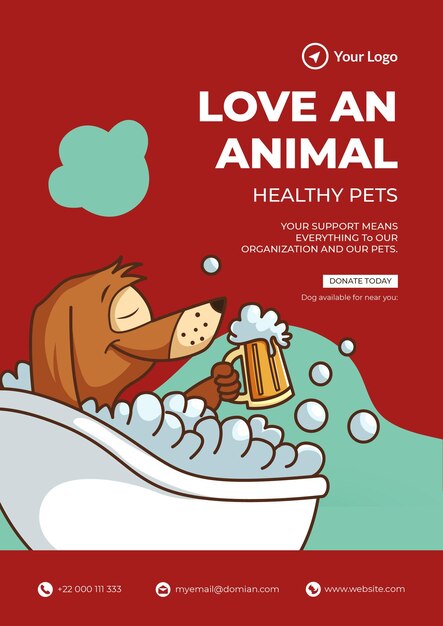 Love an animal healthy pets flyer design template