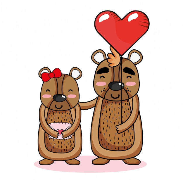 Vector love and animals cartoons