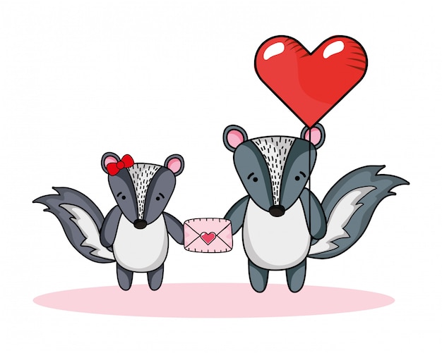 Vector love and animals cartoons