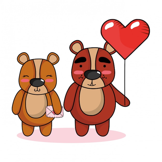Vector love and animals cartoons