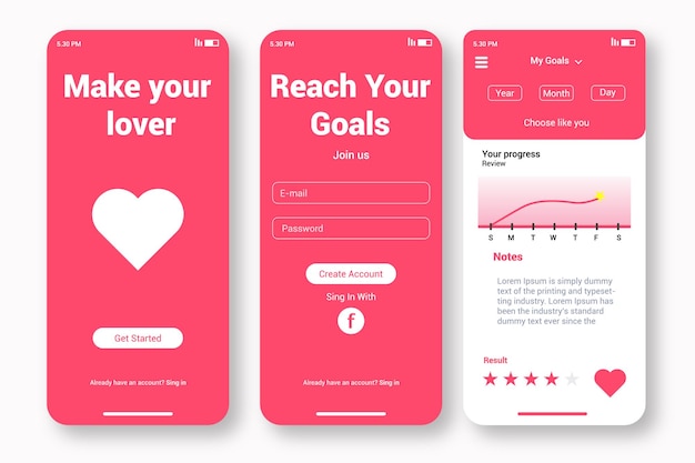 Vector love app interface