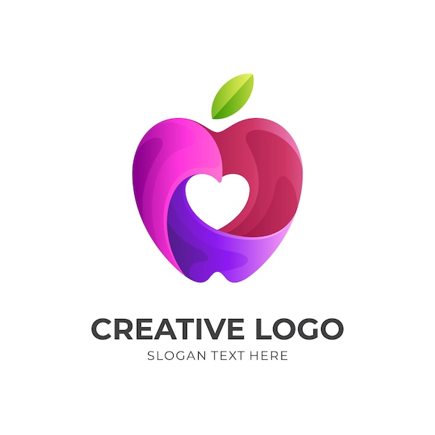 Love apple logo design concept