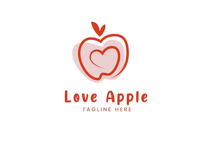 Vector love apple mono line modern logo template
