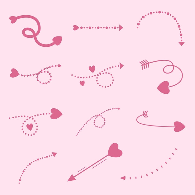 Vector love arrow direction set