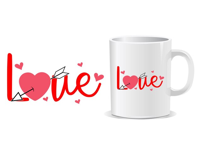 Vector love arrow happy valentine's day mug design vector