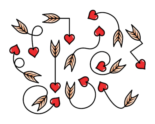 Vettore disegno di illustrazione di frecce d'amore frecce a tema di san valentino