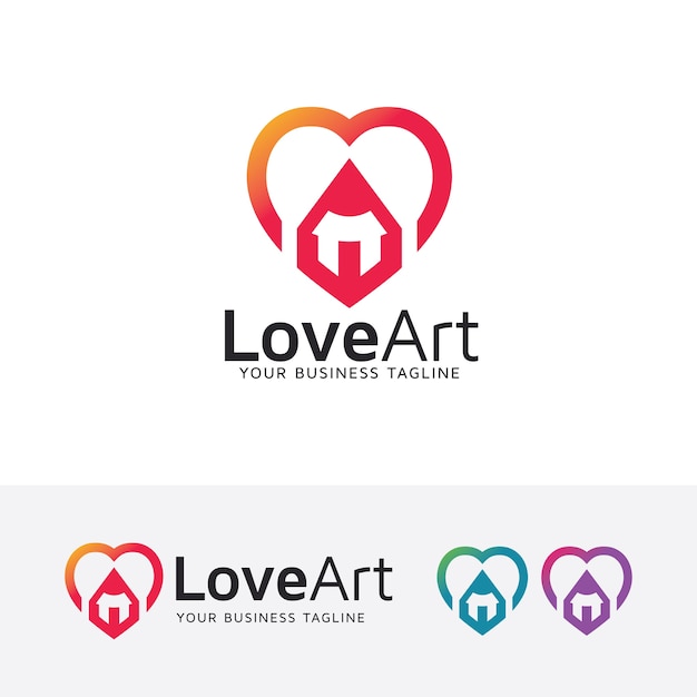 Vettore modello di logo di arte di amore