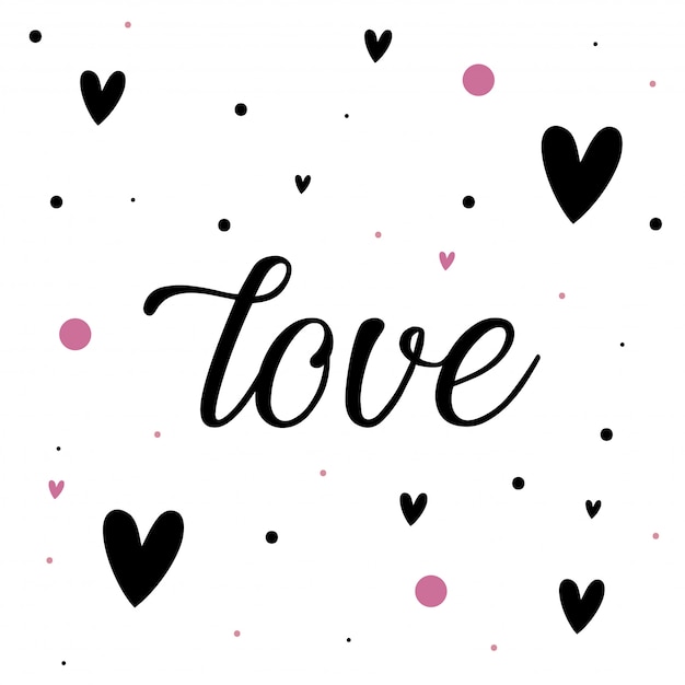 Love background with hearts and dots