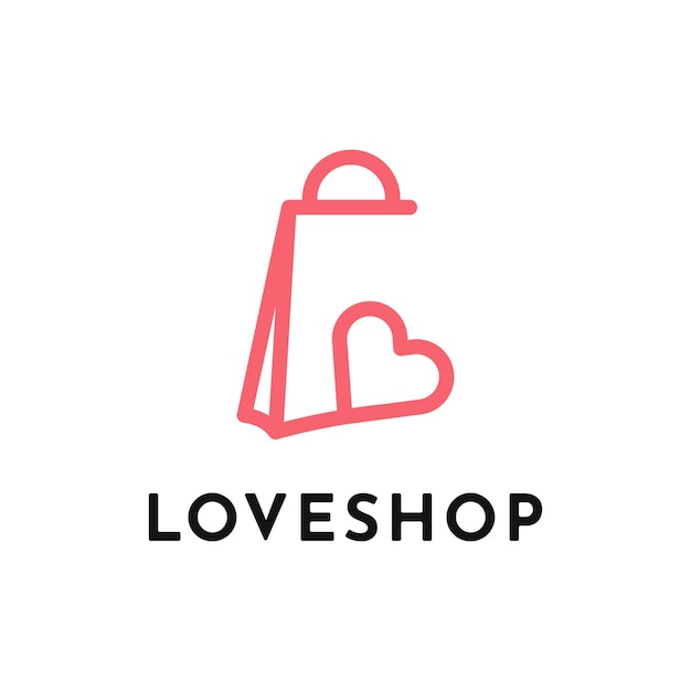 Love bag shop logo design creative idea