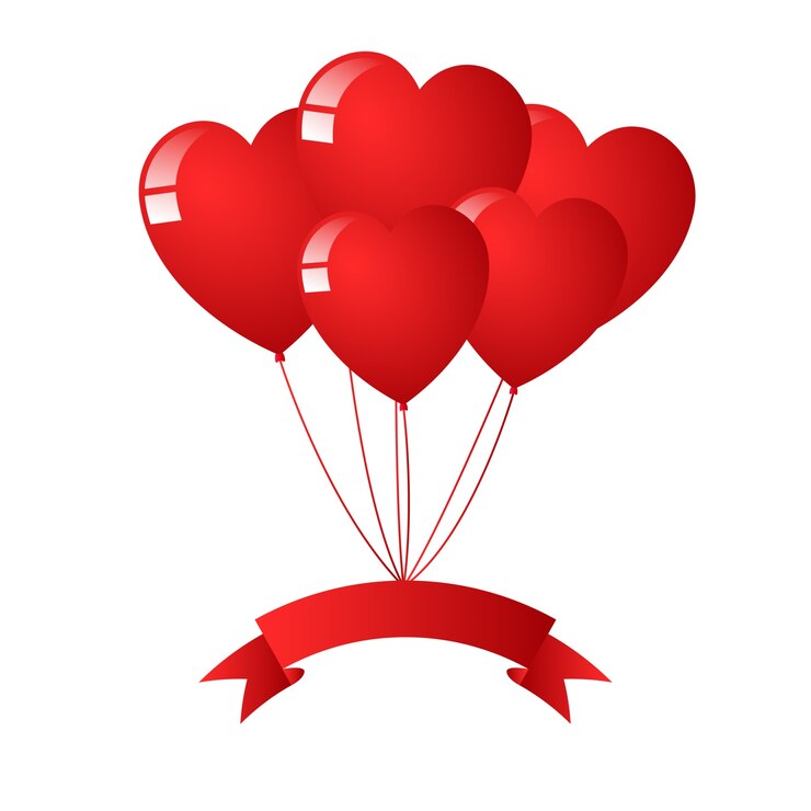 Vector love ballons with ribbons