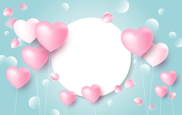 Love banner concept design of heart balloons 