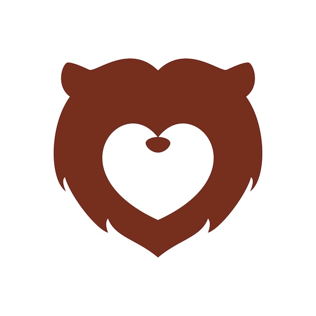 ラブベアのロゴデザインの野生動物のサインとシンボル