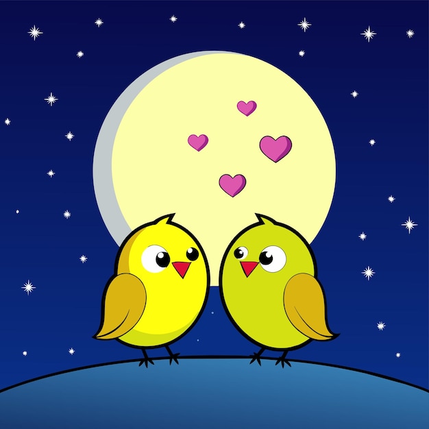 Love bird hugging his partner on a branch hand drawn sticker icon concept isolated illustration