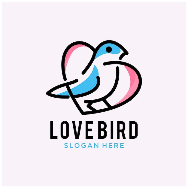 Vector love bird line art logo
