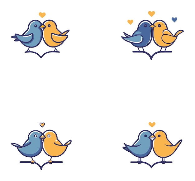 Vector love birds couple vector minimal flat icon pack