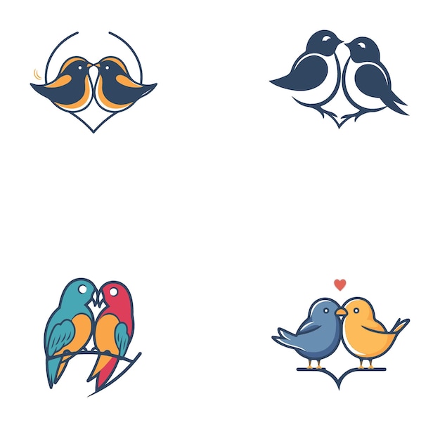 Vector love birds vector flat minimal icons