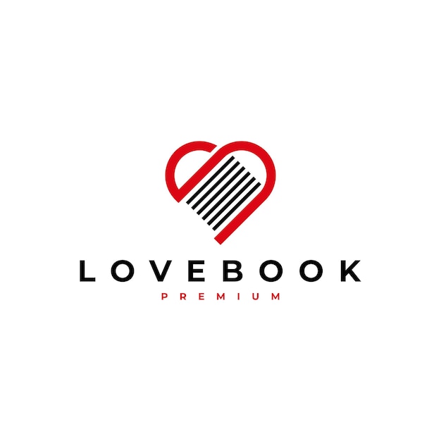 Vector love book heart logo vector icon illustration