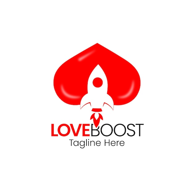 Love Boost Rocket  Negative Space Logo Template